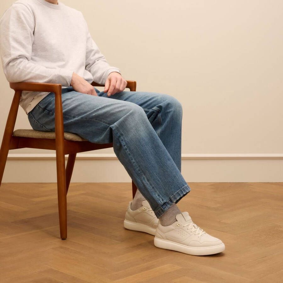 Manfield Heren Witte nubuck sneakers