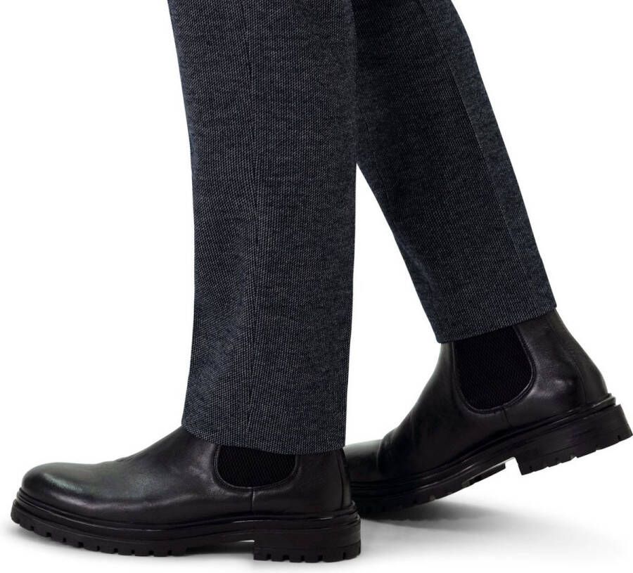 Manfield Heren Zwarte leren chelsea boots