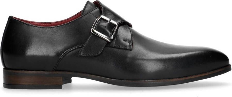 Manfield Heren Zwarte leren gespschoenen