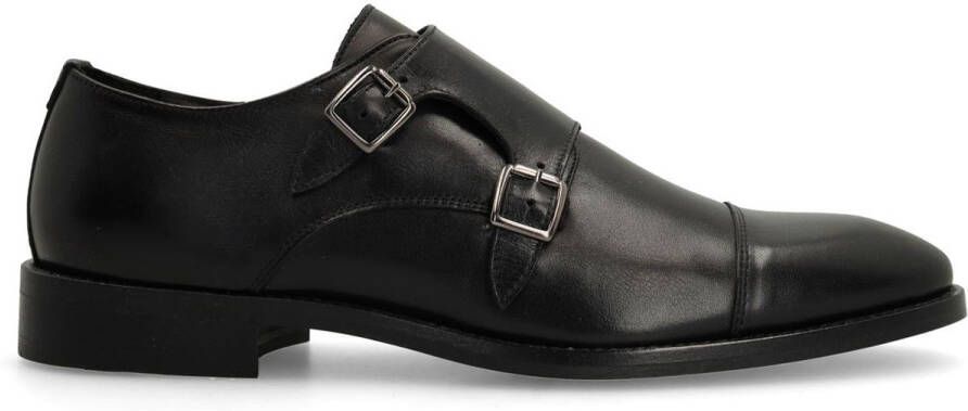 Manfield Heren Zwarte leren gespschoenen