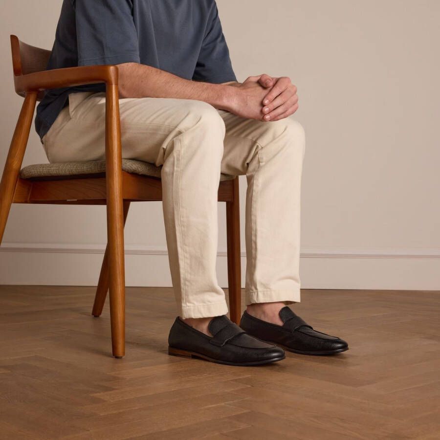Manfield Heren Zwarte leren loafers