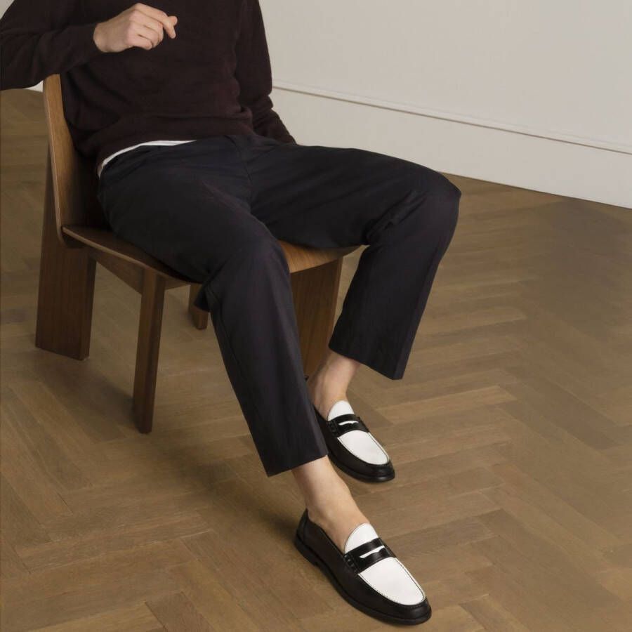 Manfield Heren Zwarte leren loafers