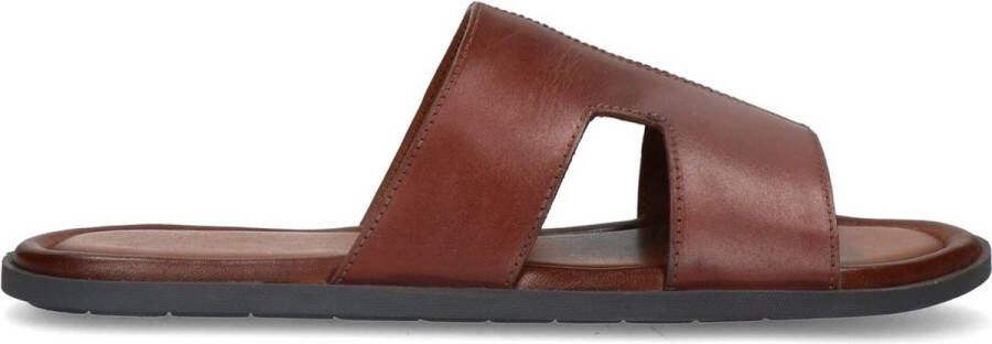 Manfield Heren Zwarte leren slippers