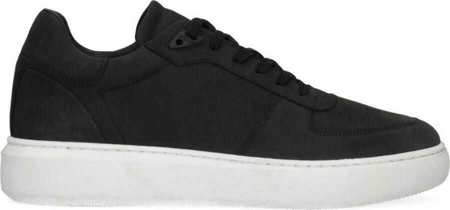 Manfield Heren Zwarte leren sneakers