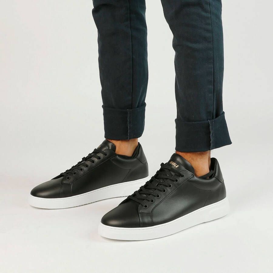 Manfield Heren Zwarte leren sneakers