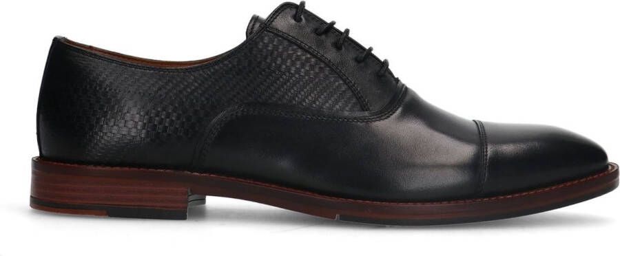 Manfield Heren Zwarte leren veterschoenen