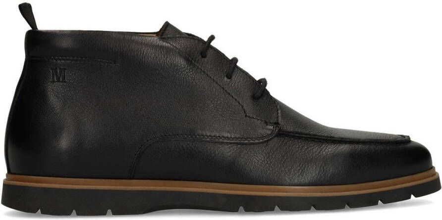 Manfield Heren Zwarte leren veterschoenen