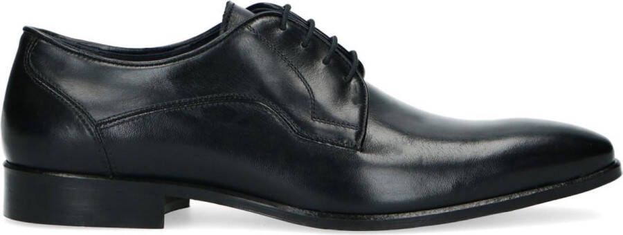 Manfield Heren Zwarte leren veterschoenen