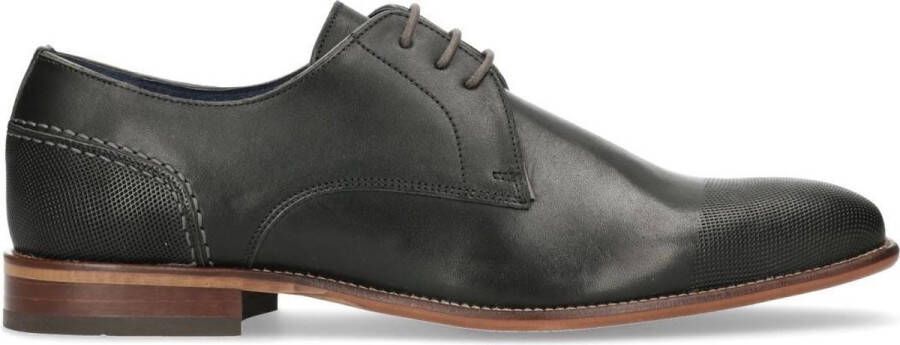 Manfield Heren Zwarte leren veterschoenen