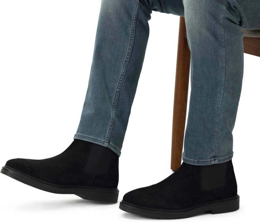 Manfield Heren Zwarte suède chelsea boots