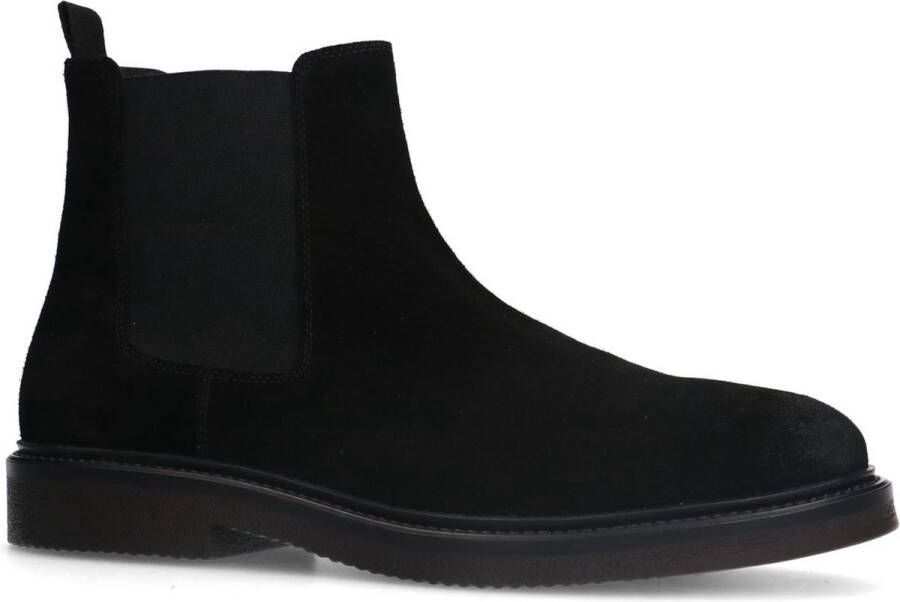 Manfield Heren Zwarte suède chelsea boots