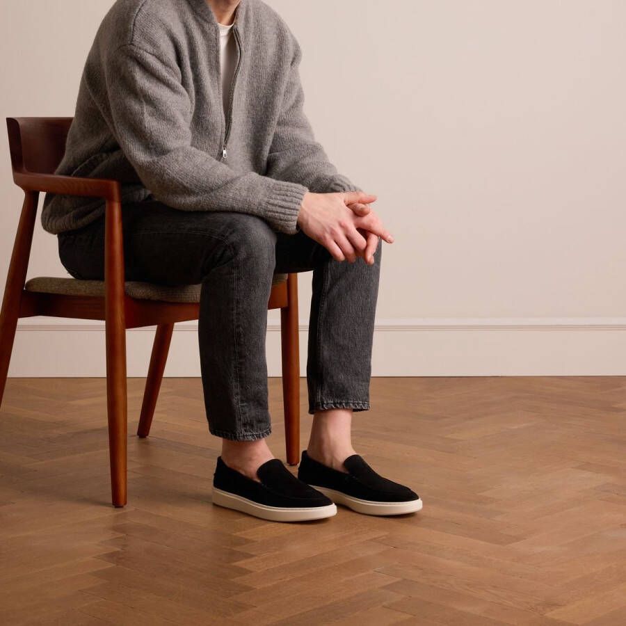 Manfield Heren Zwarte suède loafers