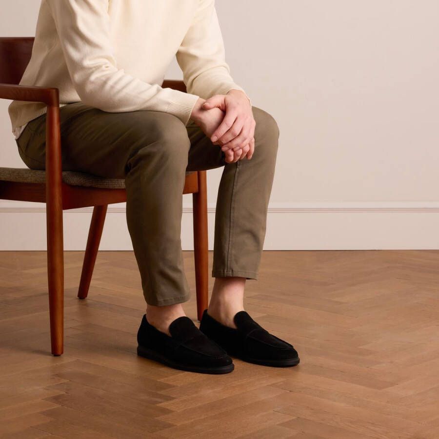 Manfield Heren Zwarte suède loafers