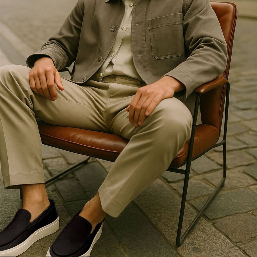 Manfield Heren Zwarte suède loafers