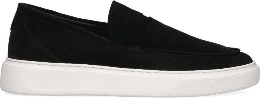 Manfield Heren Zwarte suède loafers met sportieve zool