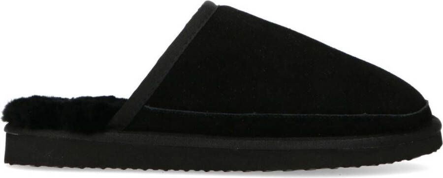 Manfield Heren Zwarte suède pantoffels