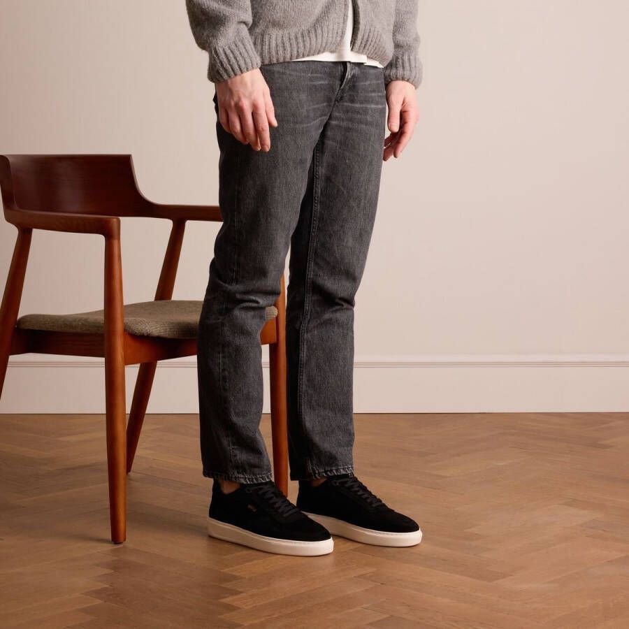 Manfield Heren Zwarte suède sneakers