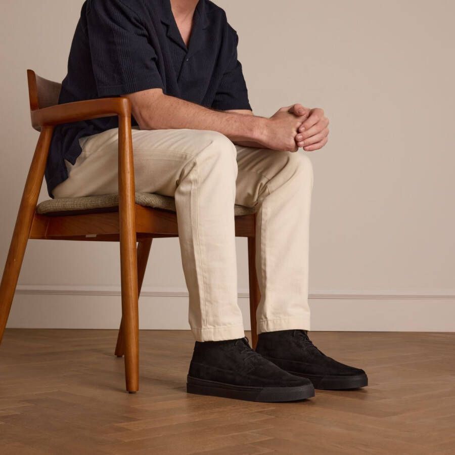 Manfield Heren Zwarte suède veterschoenen