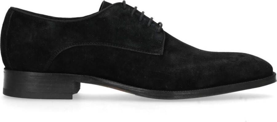 Manfield Heren Zwarte suède veterschoenen