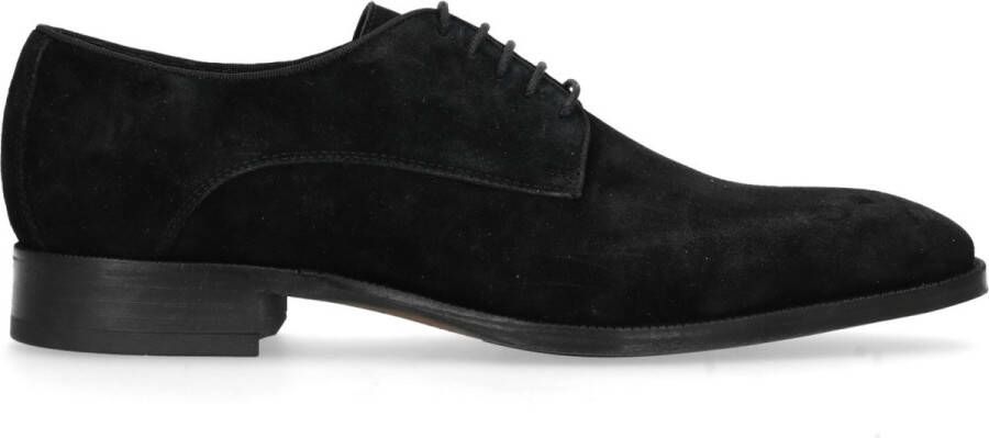 Manfield Heren Zwarte suède veterschoenen