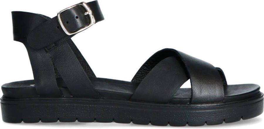 Manfield Leren Dames Sandalen Zwart