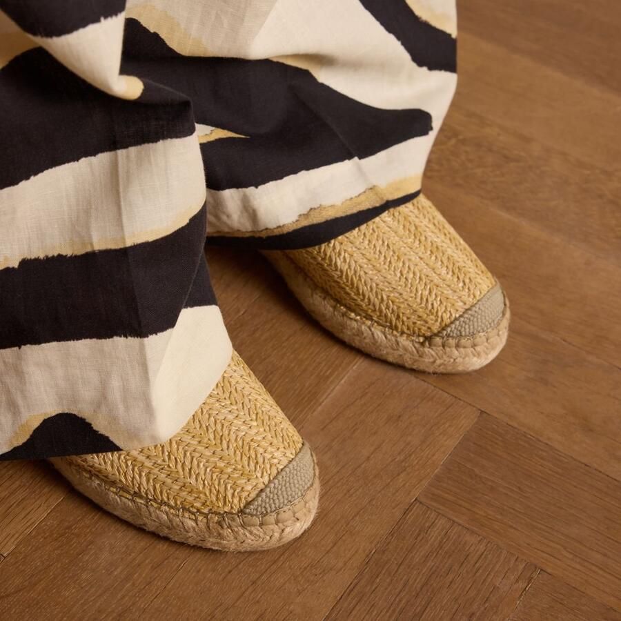 Manfield Dames Beige gevlochten raffia espadrilles