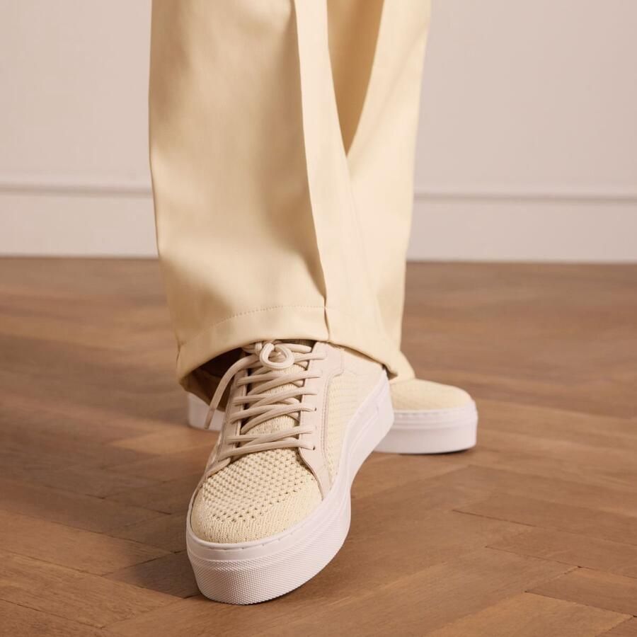 Manfield Dames Beige knit fabric sneakers - Foto 2