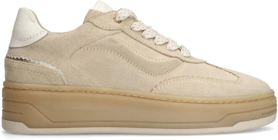 Manfield Dames Beige leren sneakers