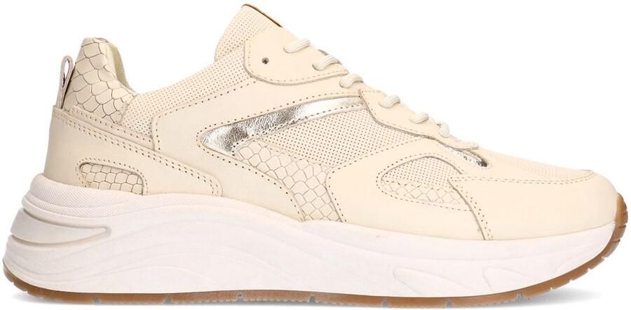 Manfield Dames Beige leren sneakers
