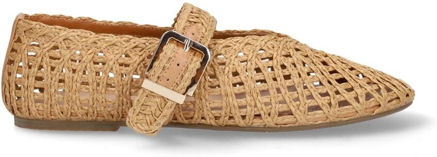 Manfield Dames Beige raffia ballerina's - Foto 4