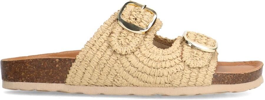 Manfield Dames Beige raffia slippers