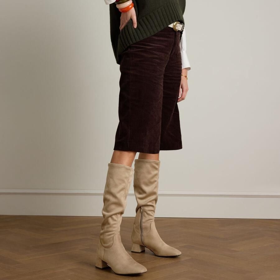 No Stress Dames Beige stretch laarzen met hak