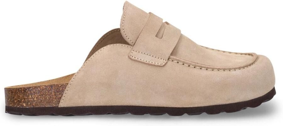 Manfield Dames Beige suède clogs