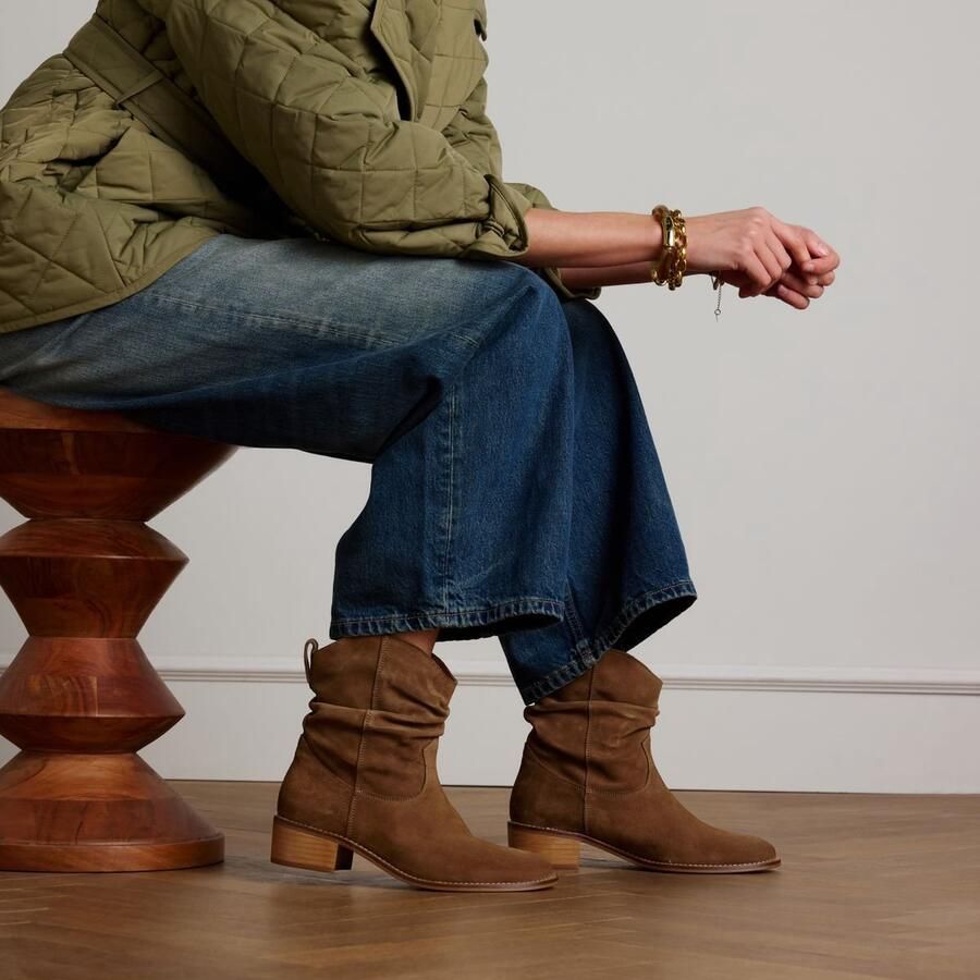 Manfield Dames Beige suède enkellaarsjes - Foto 3