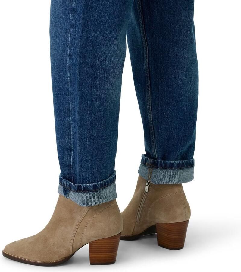 Manfield Dames Beige suède enkellaarsjes met hak - Foto 2