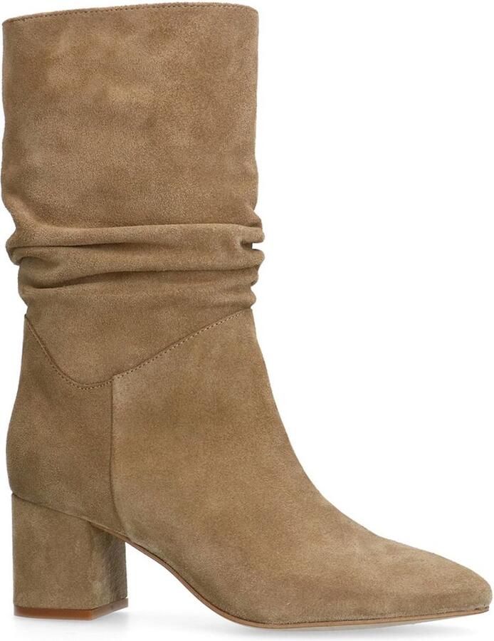 Manfield Dames Beige suède laarzen met hak - Foto 2