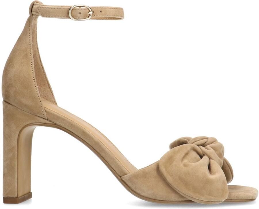 Manfield Dames Beige suède sandalen met hak - Foto 4