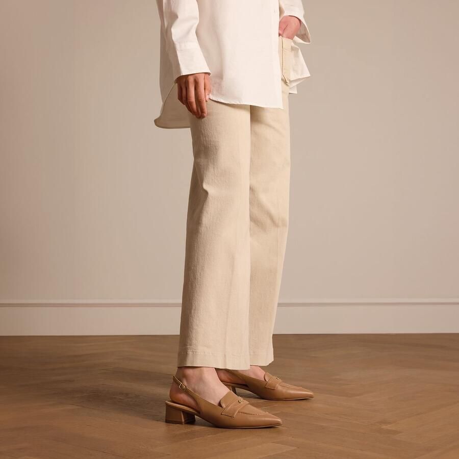 Manfield suède slingback loafers beige