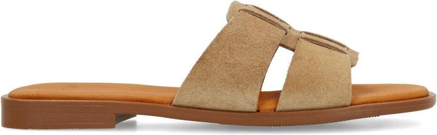 Manfield Dames beige suède slippers - Foto 2