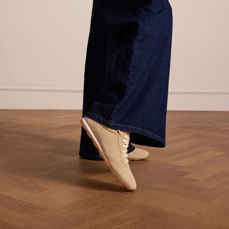 Manfield Dames Beige suéde sneakers