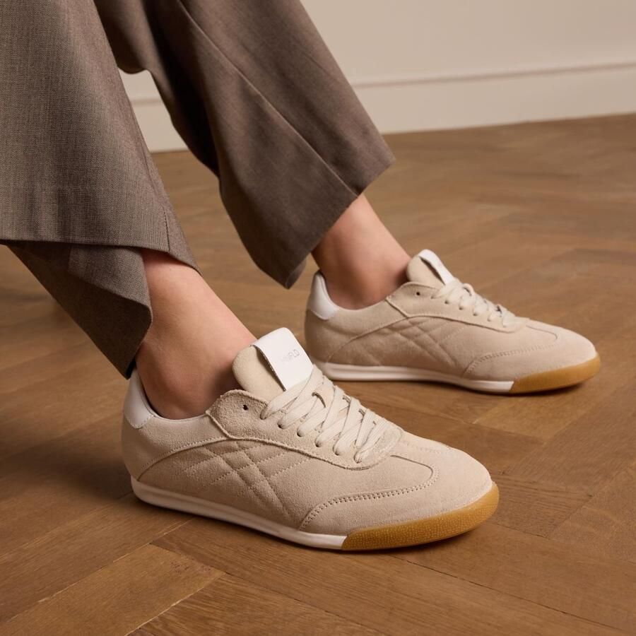 Manfield Dames Beige suède sneakers