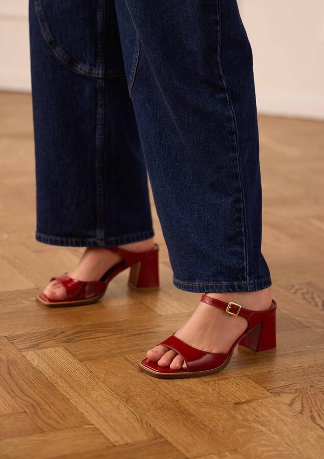 Manfield Dames Blauwe lak leren sandalen met hak - Foto 2
