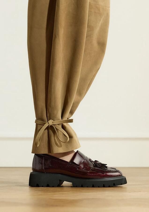 Manfield Dames Bordeaux lakleren loafers met kwastjes - Foto 4