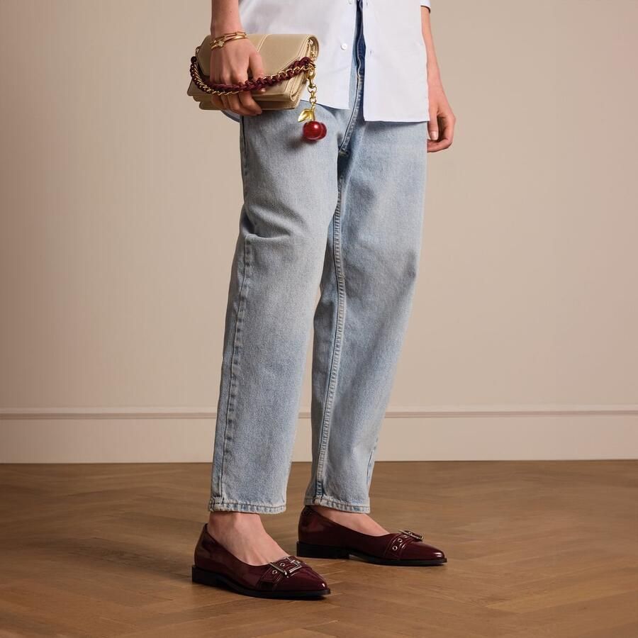 Manfield Dames Bordeaux rode lakleren ballerina's - Foto 2