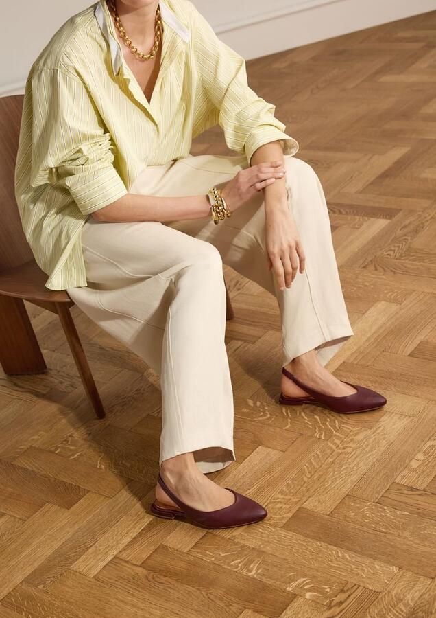 Manfield Dames Bordeaux rode leren slingbacks