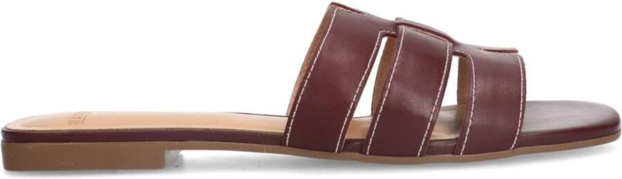 Manfield Dames Bordeaux rode leren slippers