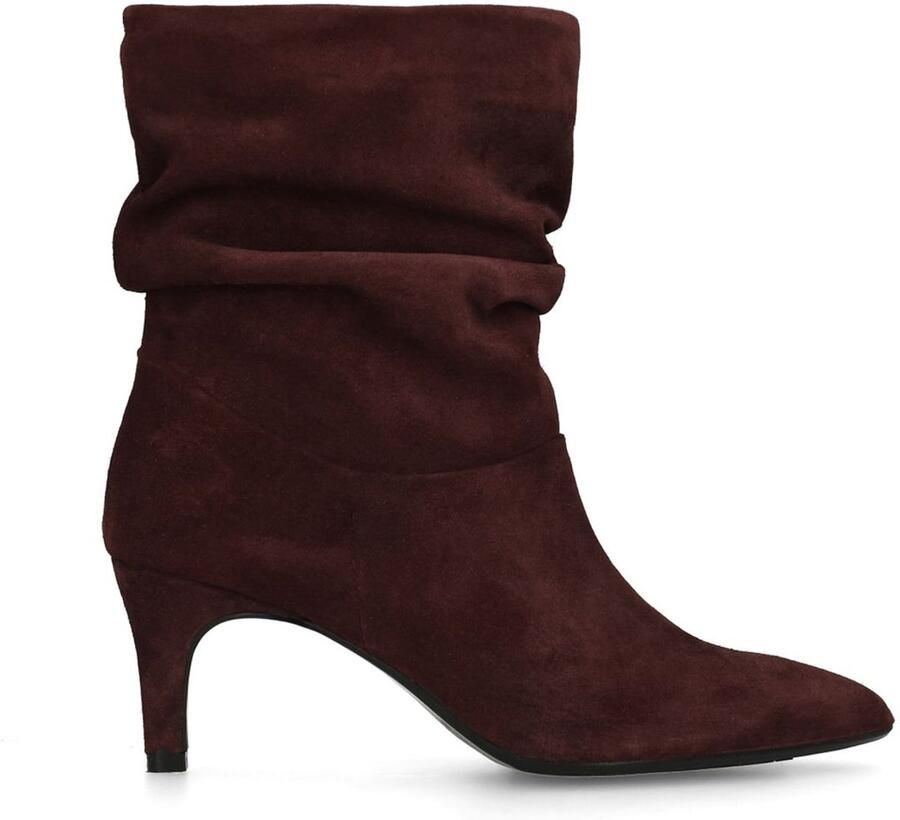 Manfield Dames Bordeaux rode suède enkellaarsjes met hak - Foto 2