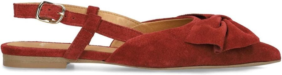 Manfield Dames Bordeaux rode suède slingbacks met strik