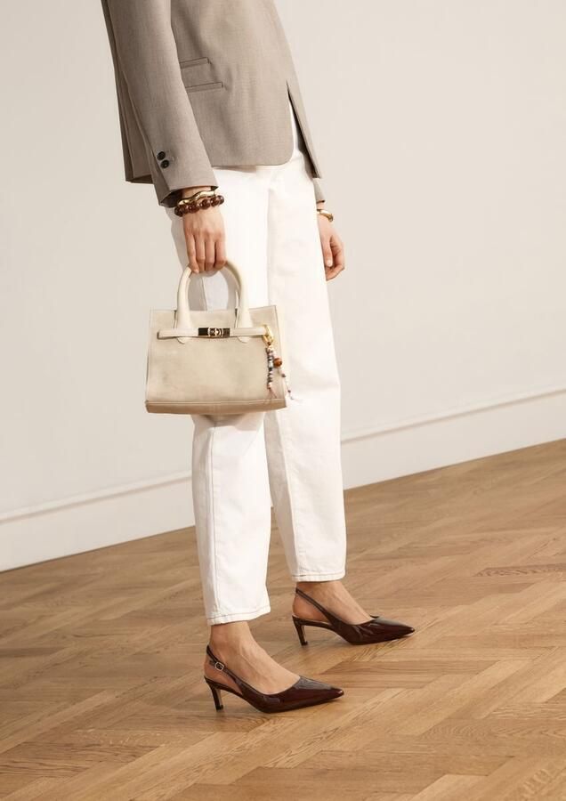 Manfield lakleren slingback pumps bruin - Foto 4