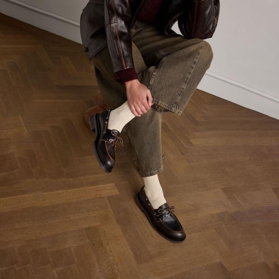 Manfield Dames Bruine leren bootschoentjes - Foto 2